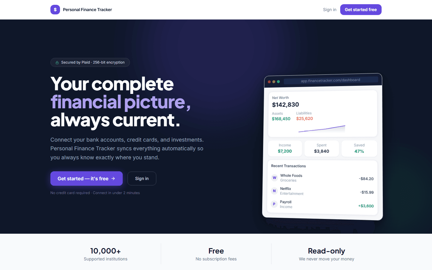 Personal Finance Tracker screenshot